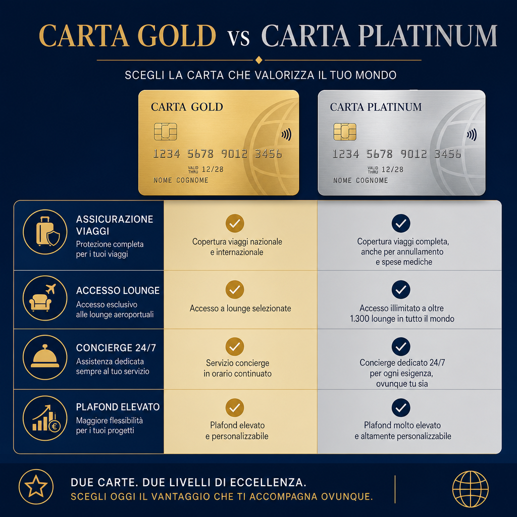 Confronto carte di credito gold e platinum Italia 2026